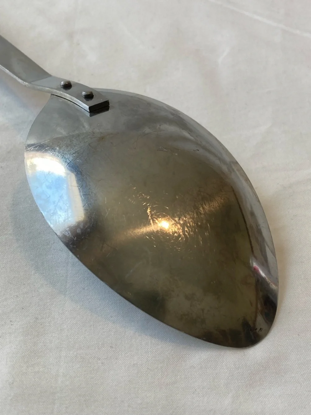 Vintage Stainless Steel Spoon Wooden Rivet Handle Farmhouse Cottagecore Kitchen